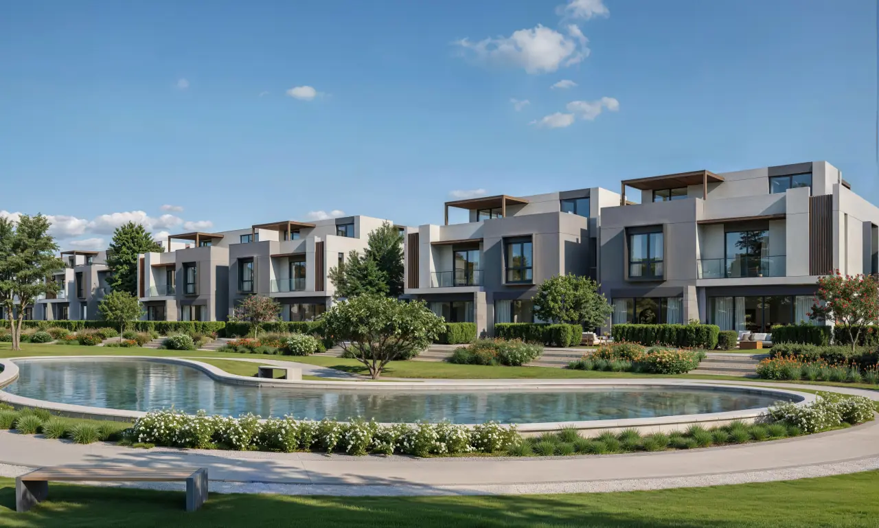 The Sage townhouses overlooking the lake